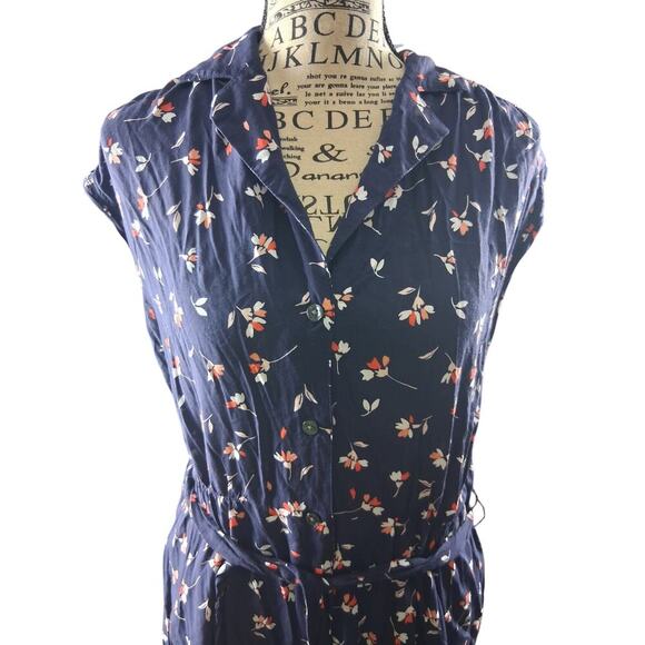 Draper James Womens Large Maxi Dress Floral Blue With Belt - Picture 2 of 4